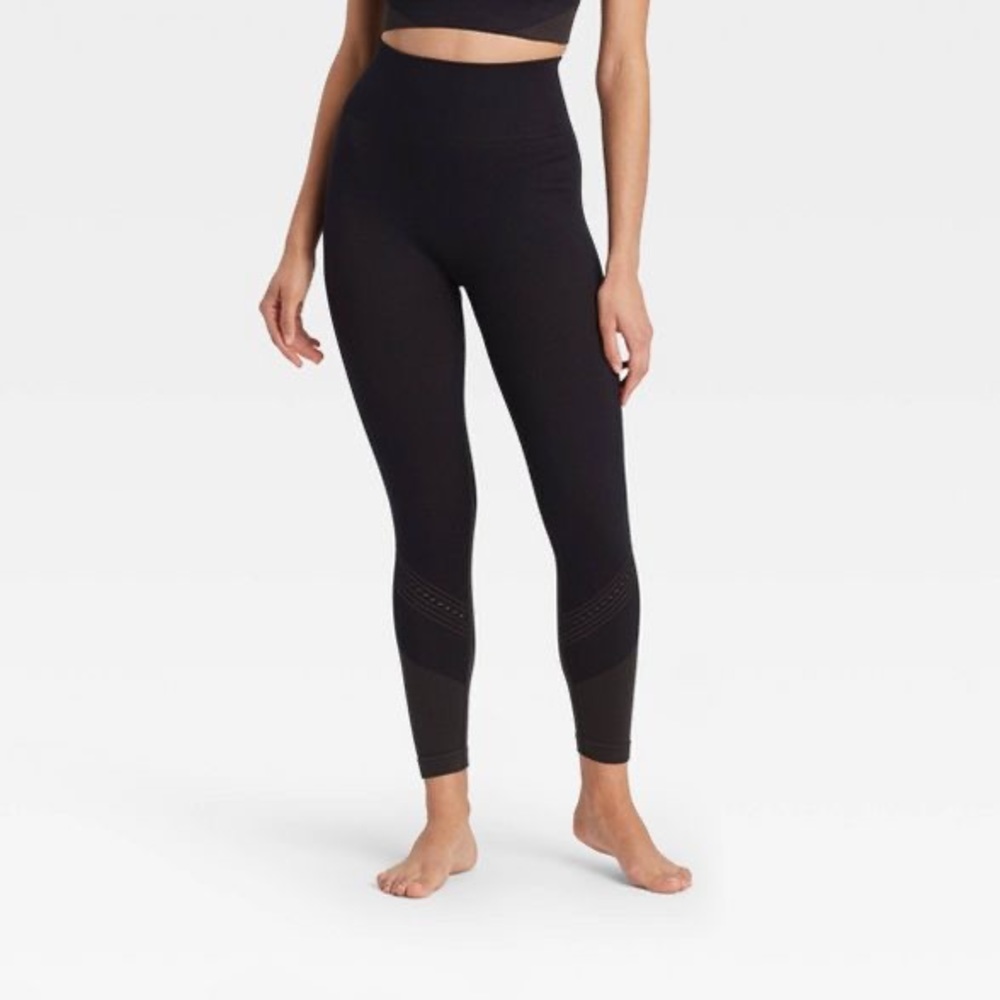 JoyLab Women's Leggings XL High-Rise Seamless 7/8 Black Activewear Workout New